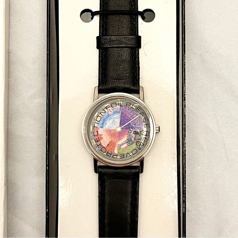 Sweda Camel Advertisement Promo Wristwatch Rainbow Face Black Band Vintage EUC - Picture 2 of 5
